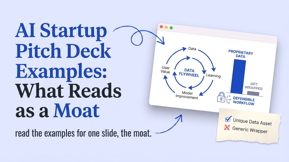 Cover art: AI Startup Pitch Deck Examples: What Reads as a Moat