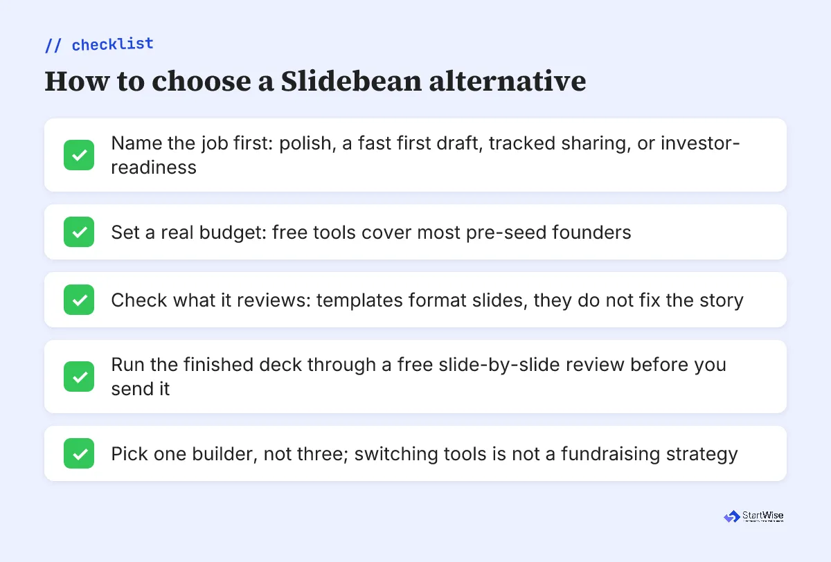 How to choose a Slidebean alternative checklist