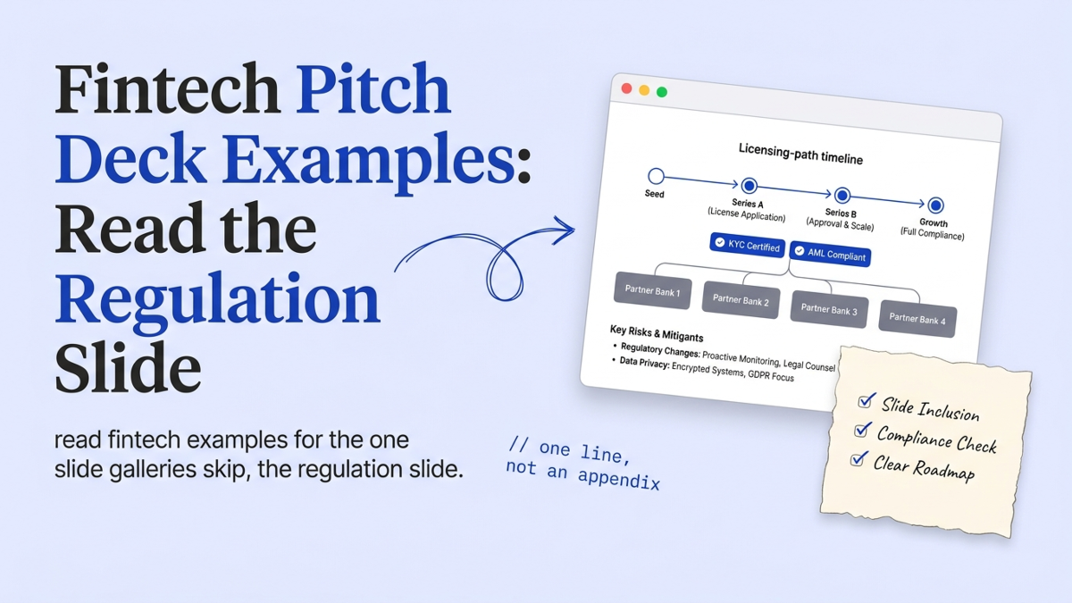 Cover art: Fintech Pitch Deck Examples: Read the Regulation Slide