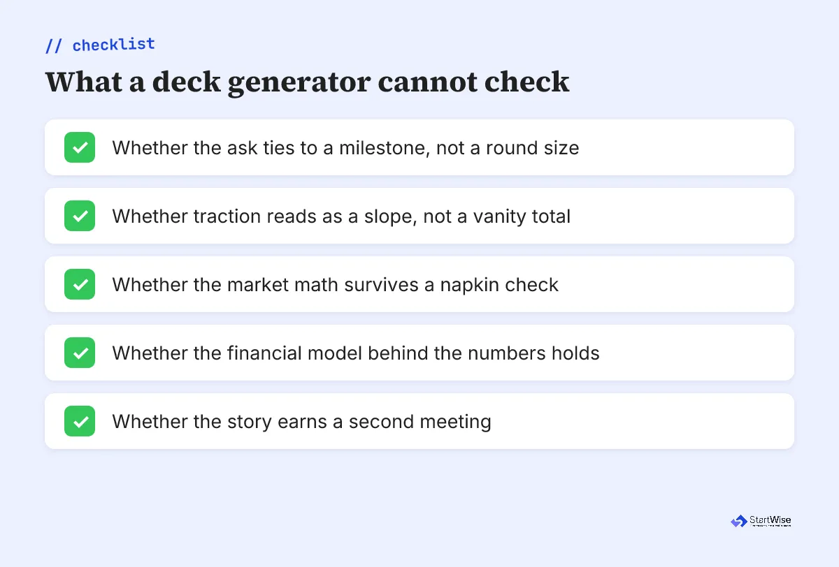 What a deck generator cannot check
