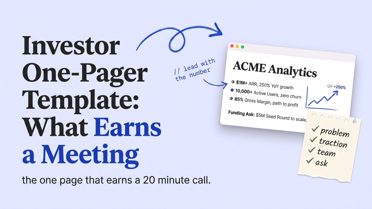 Cover art: Investor One-Pager Template: What Earns a Meeting
