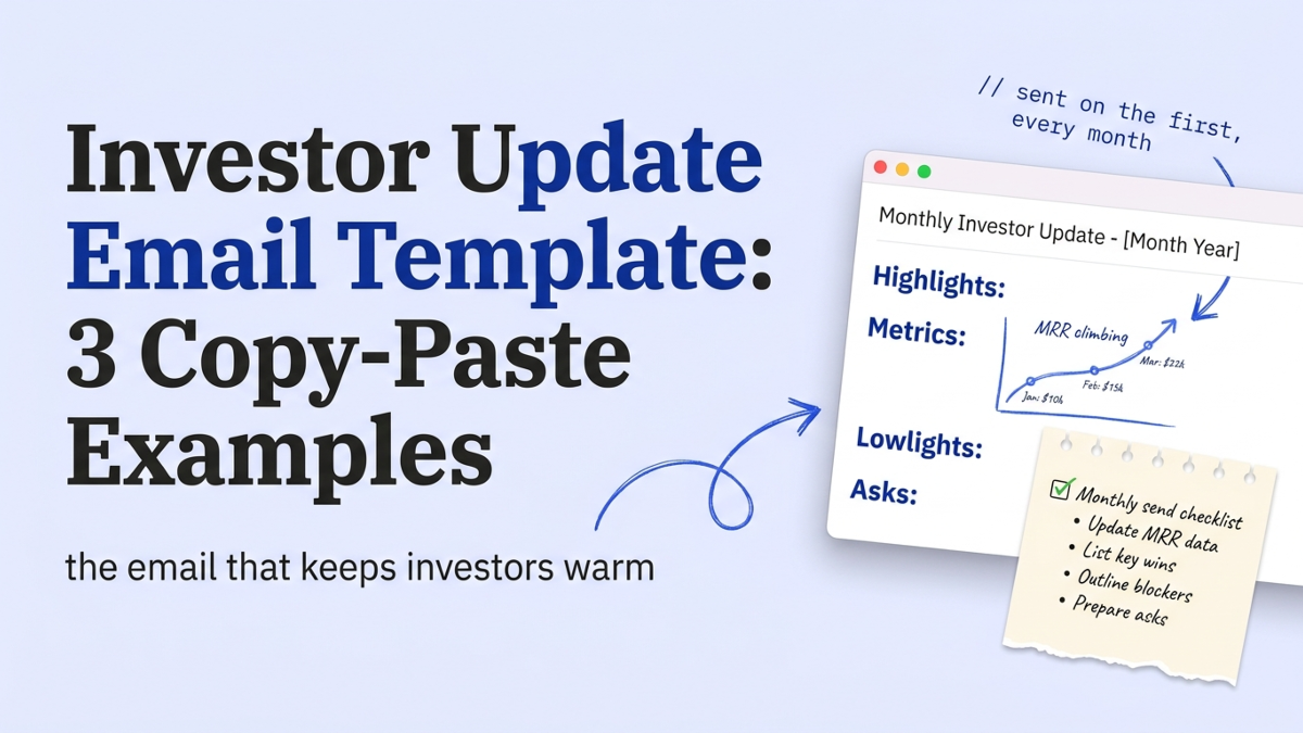 Cover art: Investor Update Email Template: 3 Copy-Paste Examples
