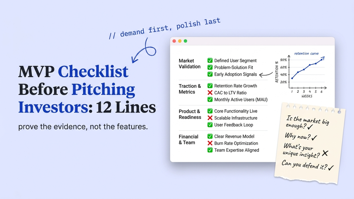 Cover art: MVP Checklist Before Pitching Investors: 12 Lines