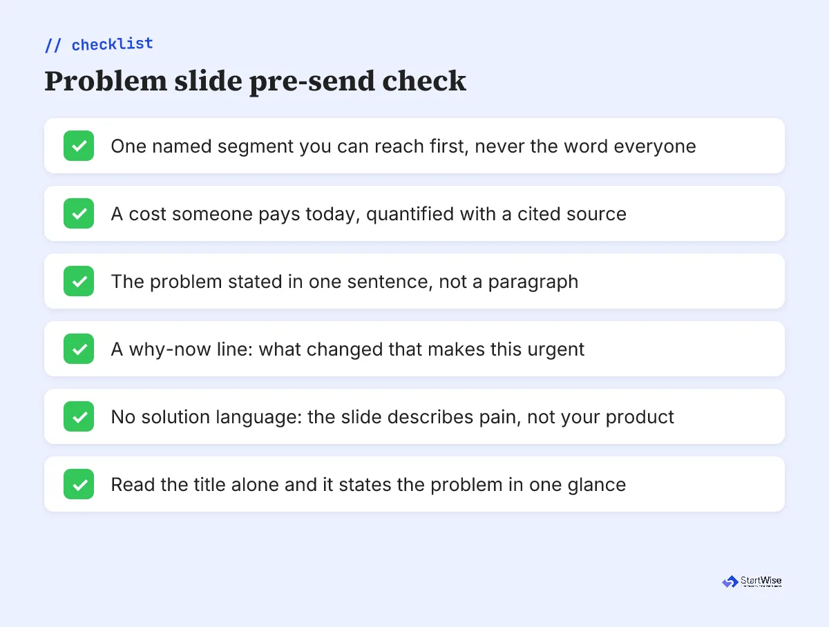Problem slide pre-send check
