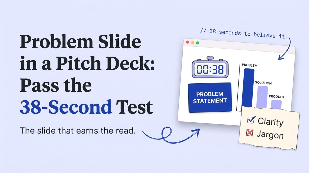 Cover art: Problem Slide in a Pitch Deck: Pass the 38-Second Test