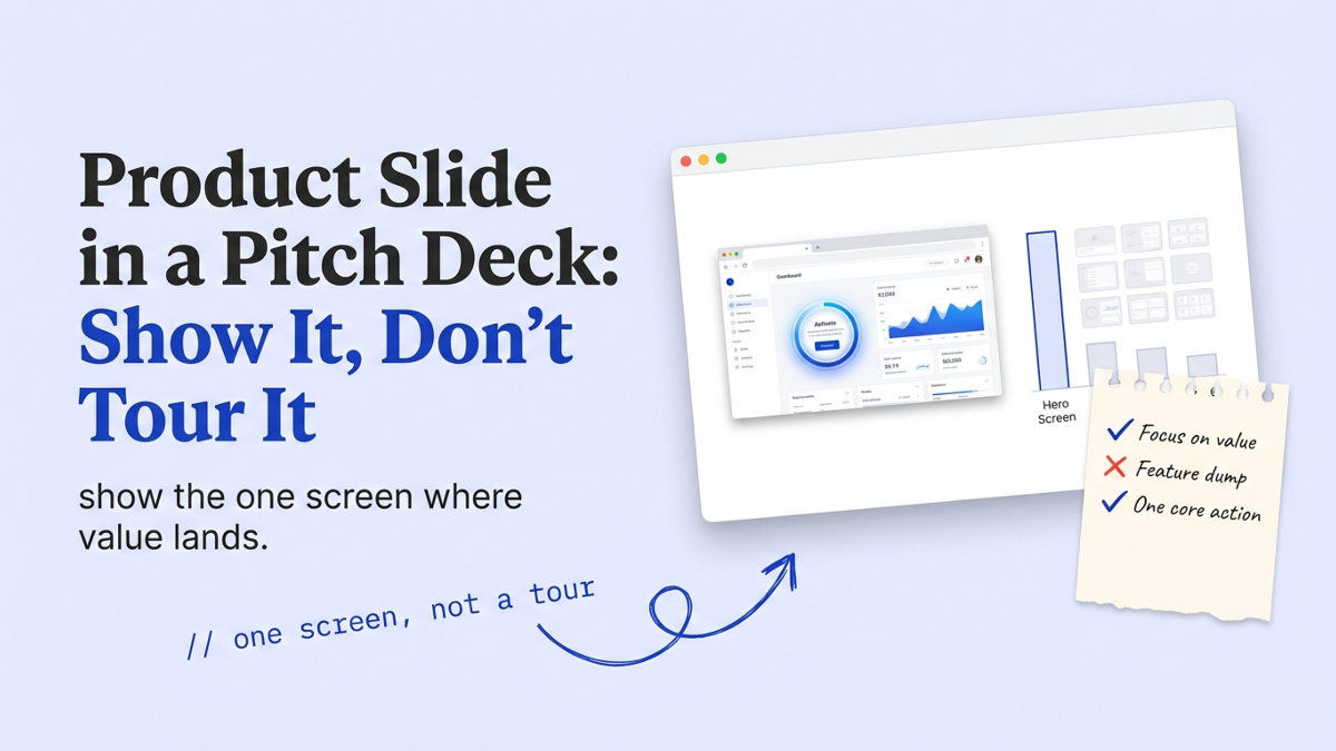 Cover art: Product Slide in a Pitch Deck: Show It, Don't Tour It