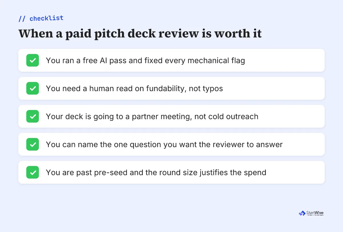 When a paid pitch deck review is worth it
