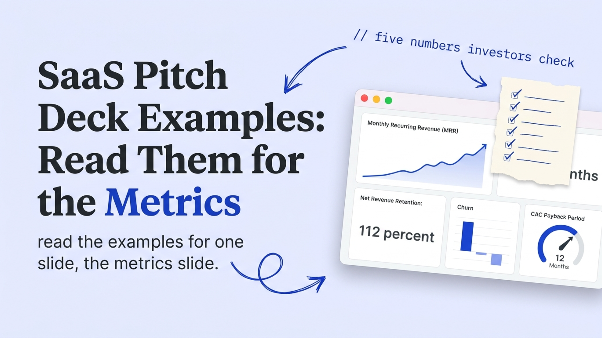 Cover art: SaaS Pitch Deck Examples: Read Them for the Metrics