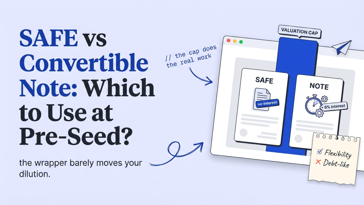 Cover art: SAFE vs Convertible Note: Which to Use at Pre-Seed?