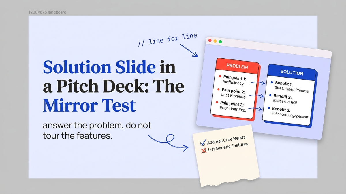 Cover art: Solution Slide in a Pitch Deck: The Mirror Test