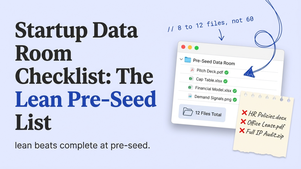 Cover art: Startup Data Room Checklist: The Lean Pre-Seed List