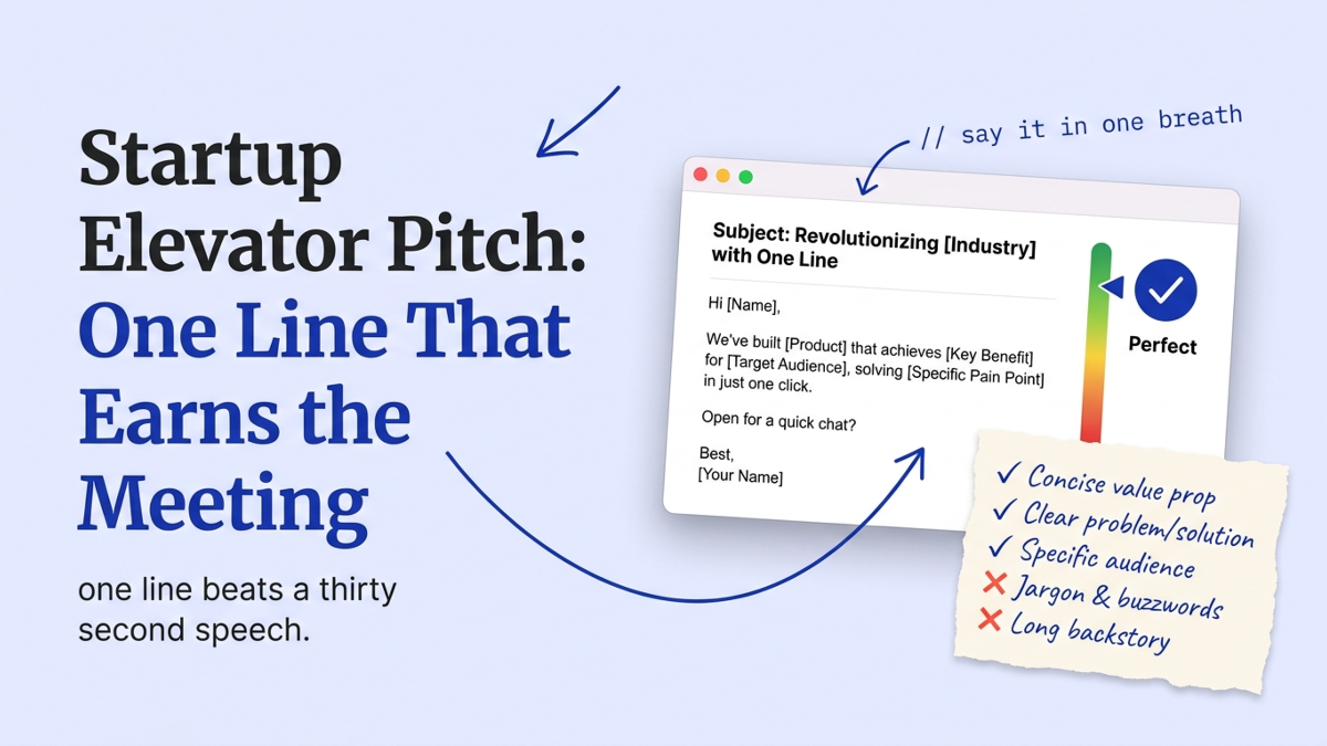 Cover art: Startup Elevator Pitch: One Line That Earns the Meeting