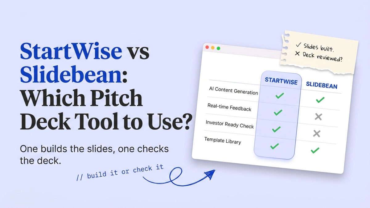 Cover art: StartWise vs Slidebean: Which Pitch Deck Tool to Use?
