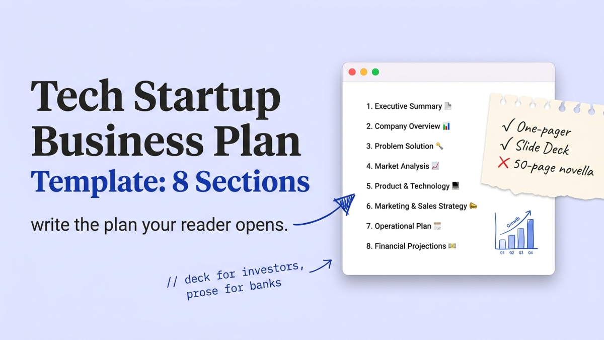 Cover art: Tech Startup Business Plan Template: 8 Sections